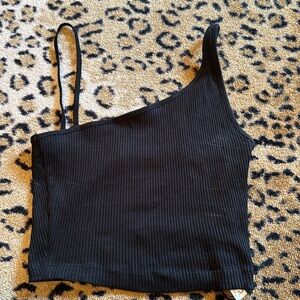 Zara Cute asymmetrical crop top in the color black